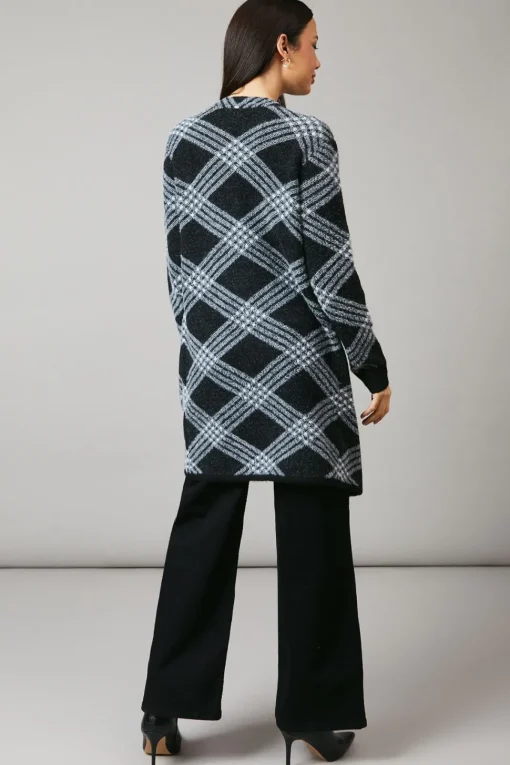 Checked Edge To Edge Longline Cardigan