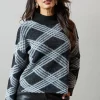 Checked High Neck Jumper