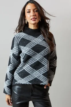 Checked High Neck Jumper