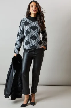 Checked High Neck Jumper