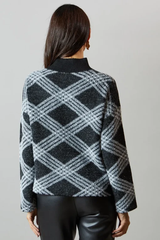 Checked High Neck Jumper