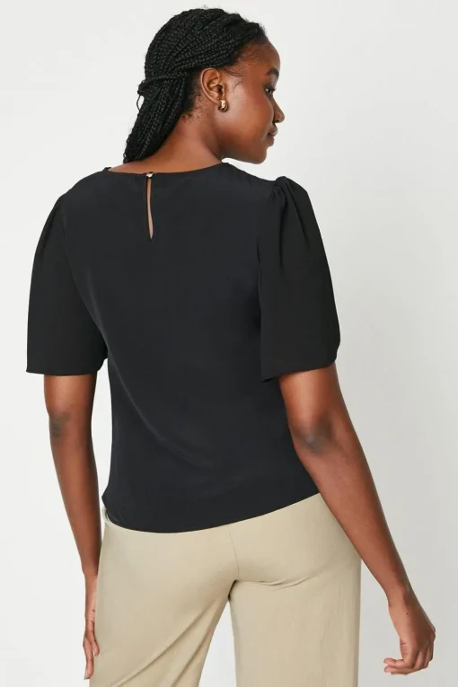 Chiffon Contrast Angel Sleeve Blouse