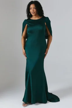Chiffon Cowl Back Satin Bridesmaid Dress