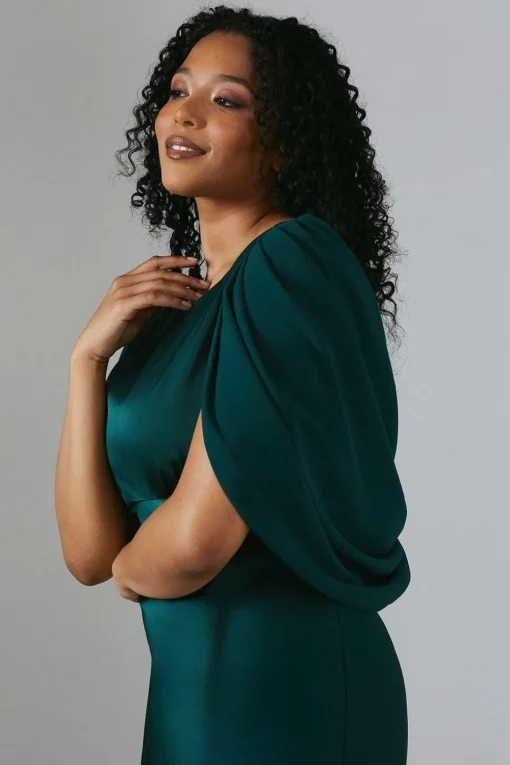 Chiffon Cowl Back Satin Bridesmaid Dress