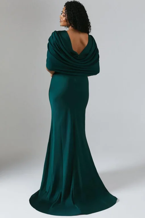 Chiffon Cowl Back Satin Bridesmaid Dress