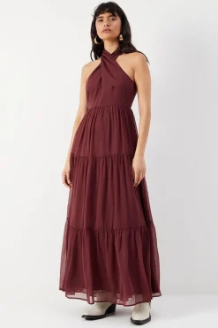 Chiffon Halter Tier Maxi Dress