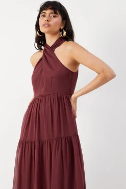 Chiffon Halter Tier Maxi Dress