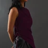 Chiffon Lace Up Detail Slash Neck Top