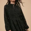 Chiffon Metallic Jacquard Mini Dress
