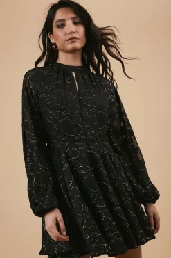 Chiffon Metallic Jacquard Mini Dress