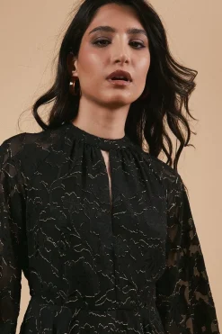 Chiffon Metallic Jacquard Mini Dress