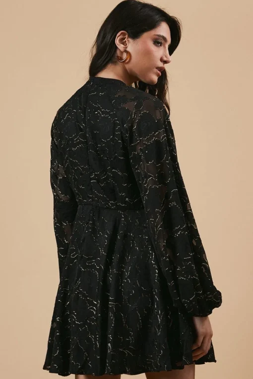 Chiffon Metallic Jacquard Mini Dress