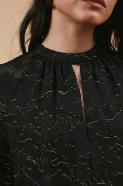 Chiffon Metallic Jacquard Mini Dress