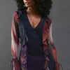 Chiffon Ombre Ruffle Detail Tie Sleeve Mini Dress