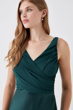Chiffon Satin Bridesmaids Maxi Dress With Tie