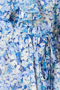 Chiffon Sleeveless Ruffle Waisted Midi Dress