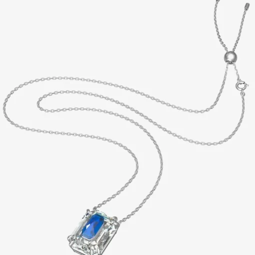 Chroma Blue & White Octagon Crystal Necklace 5600625