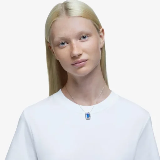 Chroma Blue & White Octagon Crystal Necklace 5600625