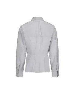 Classic Cotton Shirt with Concealed Button Closure and Striped Pattern