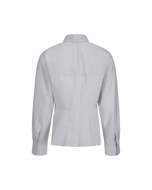 Classic Cotton Shirt with Concealed Button Closure and Striped Pattern