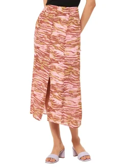 Clouded Tiger Button Skirt-Animal Print