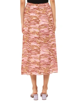 Clouded Tiger Button Skirt-Animal Print