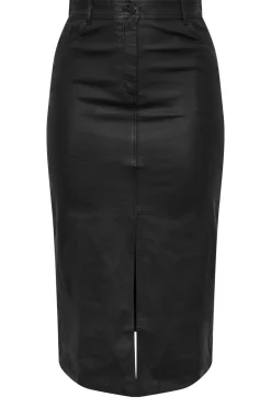 Coated Split Hem Midaxi Skirt