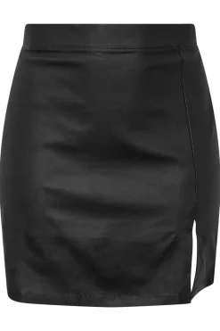Coated Split Hem Mini Skirt