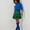 Cobalt Floral Ruffle Mini Skirt