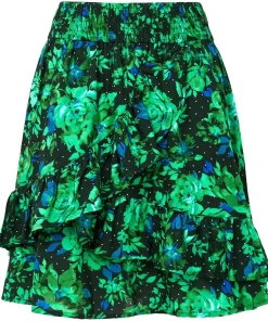 Cobalt Floral Ruffle Mini Skirt