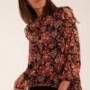 Cold Shoulder Frill Blouse
