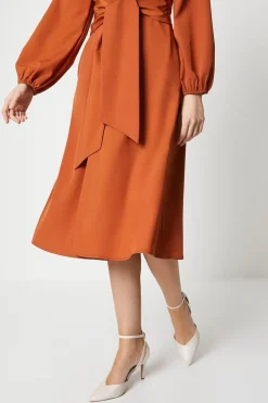 Collared Wrap Midi Dress