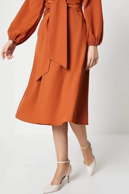 Collared Wrap Midi Dress