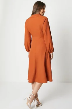 Collared Wrap Midi Dress