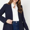Collarless Button Detail Edge To Edge Jacket