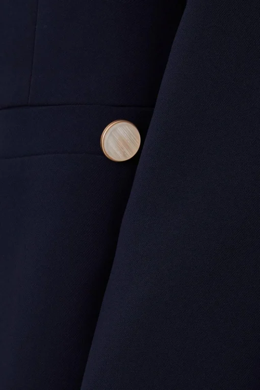 Collarless Button Detail Edge To Edge Jacket