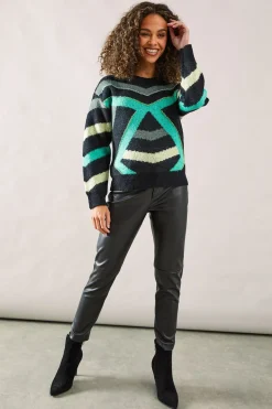 Colour Block Embellished Detail Jumper