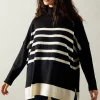 Colour Block Striped Poncho