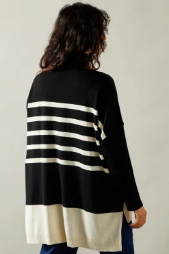 Colour Block Striped Poncho
