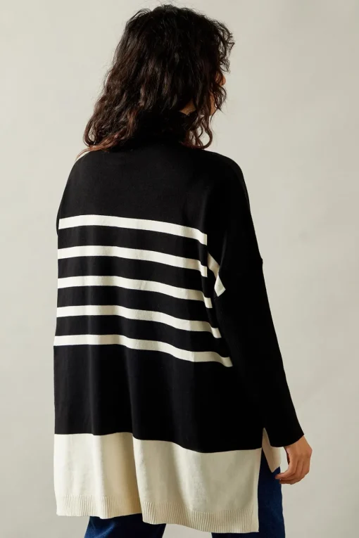 Colour Block Striped Poncho