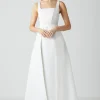 Column Satin Bridal Dress With Removable Belt Train