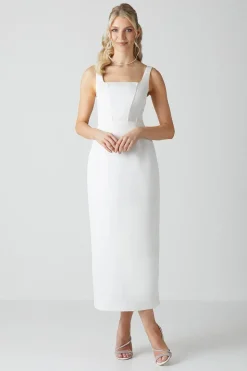 Column Satin Bridal Dress With Removable Belt Train