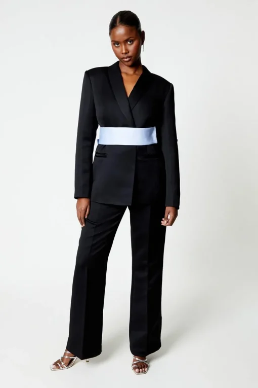 Contrast Belt Bow Back Blazer