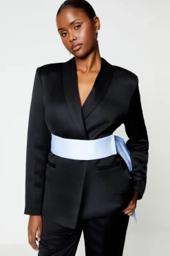 Contrast Belt Bow Back Blazer