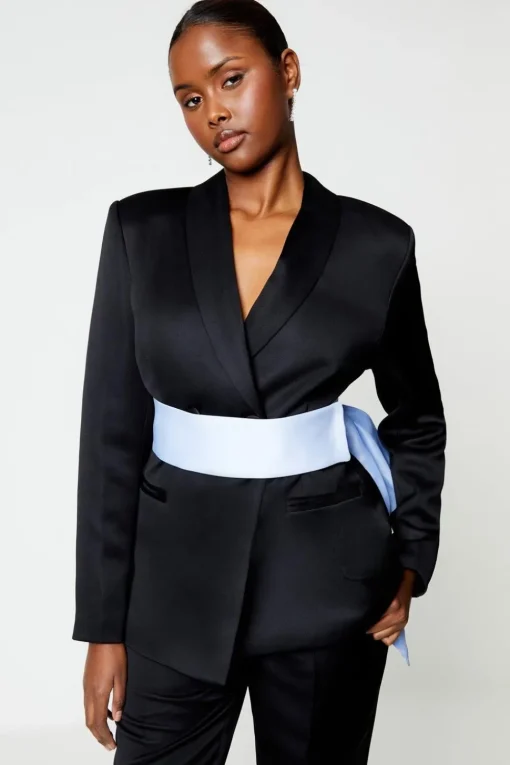Contrast Belt Bow Back Blazer