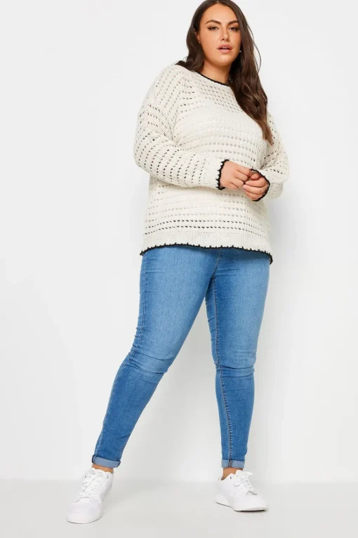 Contrast Hem Crochet Jumper