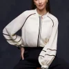 Contrast Ladder Trim Blouse