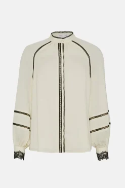 Contrast Ladder Trim Blouse