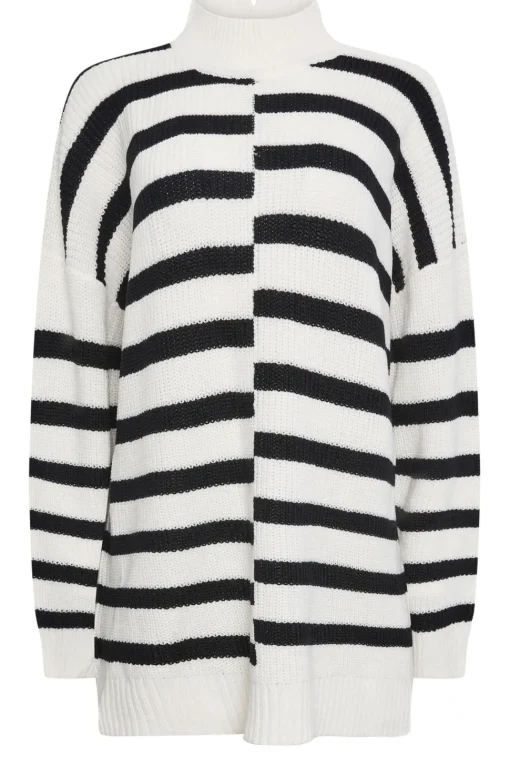 Contrast Stripe Turtle Neck Jumper