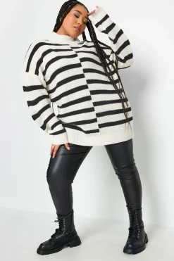 Contrast Stripe Turtle Neck Jumper